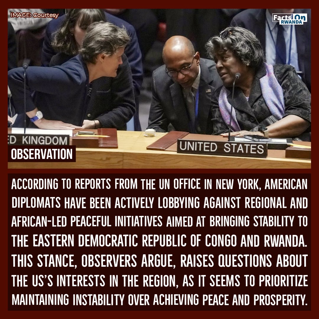 RWANDA

US accused of trying to sabotage 'promising' African-led peace processes that would see the long awaited peace and prosperity in the African Greatlakes region. Acts that observers warn aim to start another Congo-War.

#Congo #FDLR #Rwanda #M23
#US #DRC #FactsOnRwanda