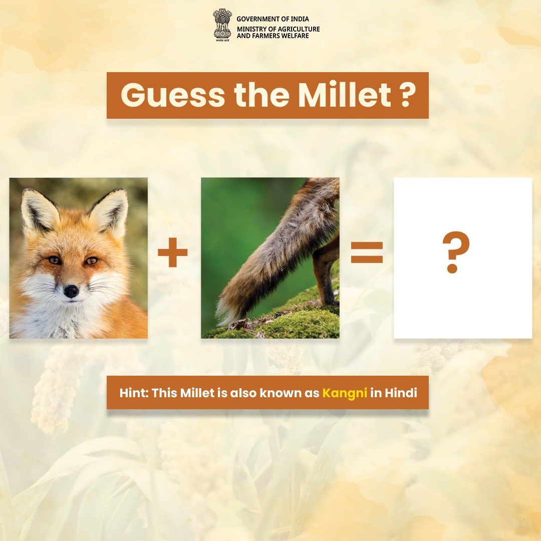 Guess the Millet

#IYM2023 #ShreeAnna #quiz