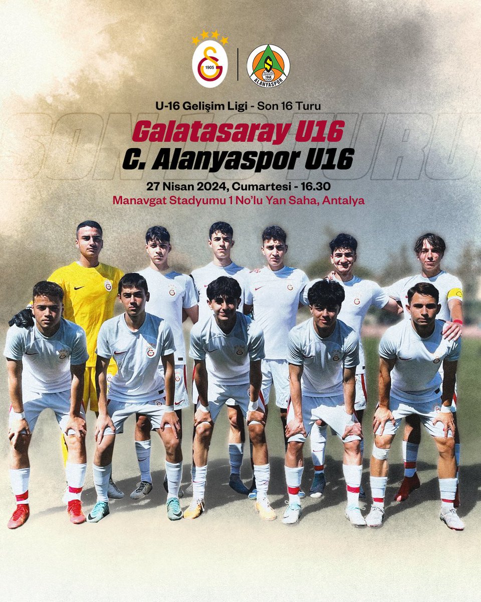 🏆 U16 Gelişim Ligi - Son 16 Turu
🆚 C. Alanyaspor U16 
📆 27.04.2024
🕐 16.30
🏟 Manavgat Stadyumu 1 No’lu Yan Saha, Antalya

Başarılar #GençAslanlar! 🦁