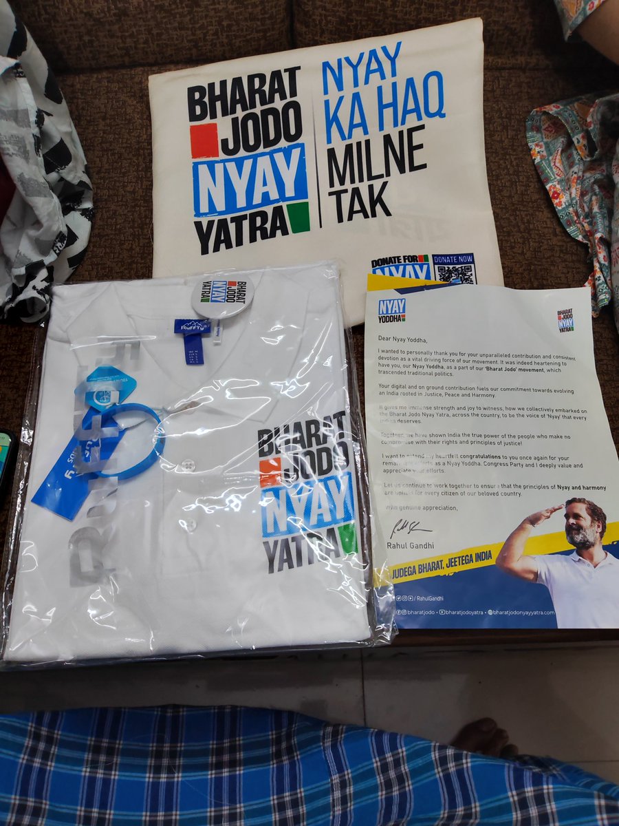 Received Bharat Jodo Nyay Yatra Merchandise today