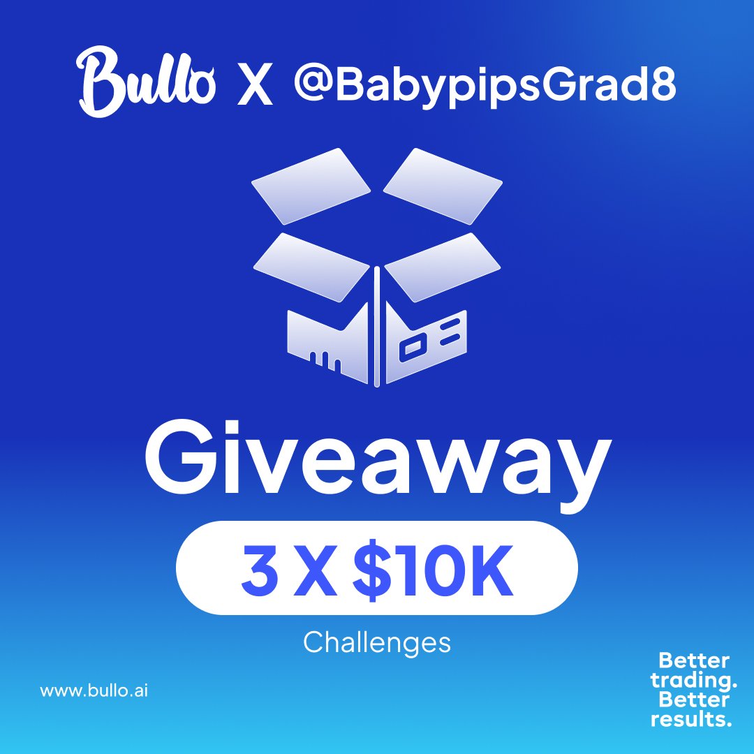 🎁$30k GIVEAWAY ALERT 🎁 3 x $10k Challenge Accounts 1️⃣ -Follow @BabypipsGrad8 || @bulloai || @MattJamesAE || @callumbullo || @BirenFx 2️⃣ Like, Retweet and Tag Traders 3️⃣ Turn on notification & be active on my page.