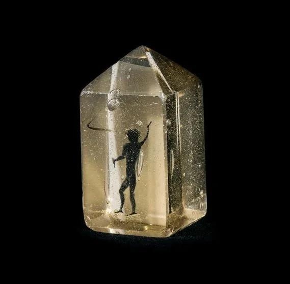 A demon trapped inside glass after an exorcism in 17th century Germany.

By 1720, it was in the Vienna Treasury described as “a spiritus familiaris in a glass that was driven out of one possessed and banned to this glass”.

Now in the Kunsthistorisches Museum Collection, Vienna.