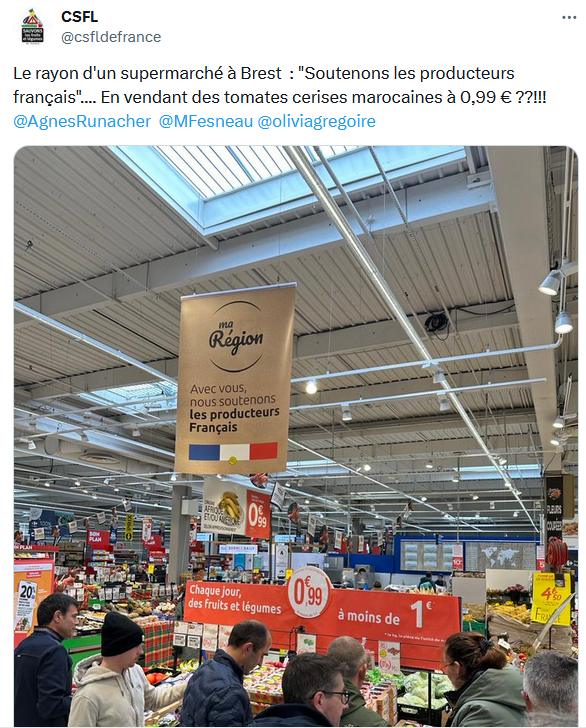 Et pendant que <a href="/mfesneau/">Marc Fesneau</a>  signe des accords avec le Maroc, nos producteurs subissent la concurrence déloyale. 30 ans que ça dure et tout le monde s'en fout ! <a href="/AgnesRunacher/">Agnès Pannier-Runacher 🇫🇷🇪🇺</a>  <a href="/FNSEA/">La FNSEA</a> <a href="/csfldefrance/">CSFL</a> <a href="/LegumesdeFrance/">Légumes de France</a> A lire : lepoint.fr/monde/ministre…