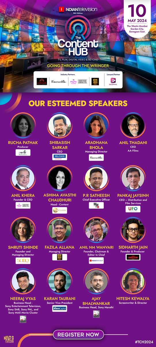 Unveiling the first set of Visionaries for the 8th Edition of The Content Hub Summit 2024! Date: 10th May 2024 Venue: The Westin Mumbai Garden City, Goregaon East Register Now: thecontenthub.in/registration20… For More Info: thecontenthub.in #TCH2024 #TheContentHub2024