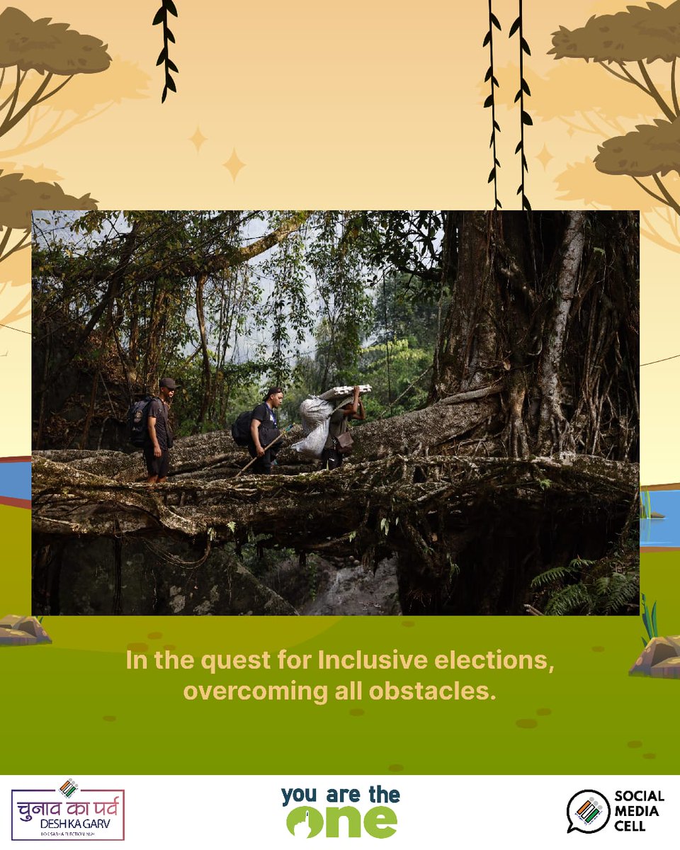 ECISVEEP's tweet image. No bridge too far for our polling officials as they scale all obstacles to ensure your vote is secure ✨

#ChunavKaParv #DeshKaGarv #WhateverItTakes #YouAreTheOne #GeneralElections2024