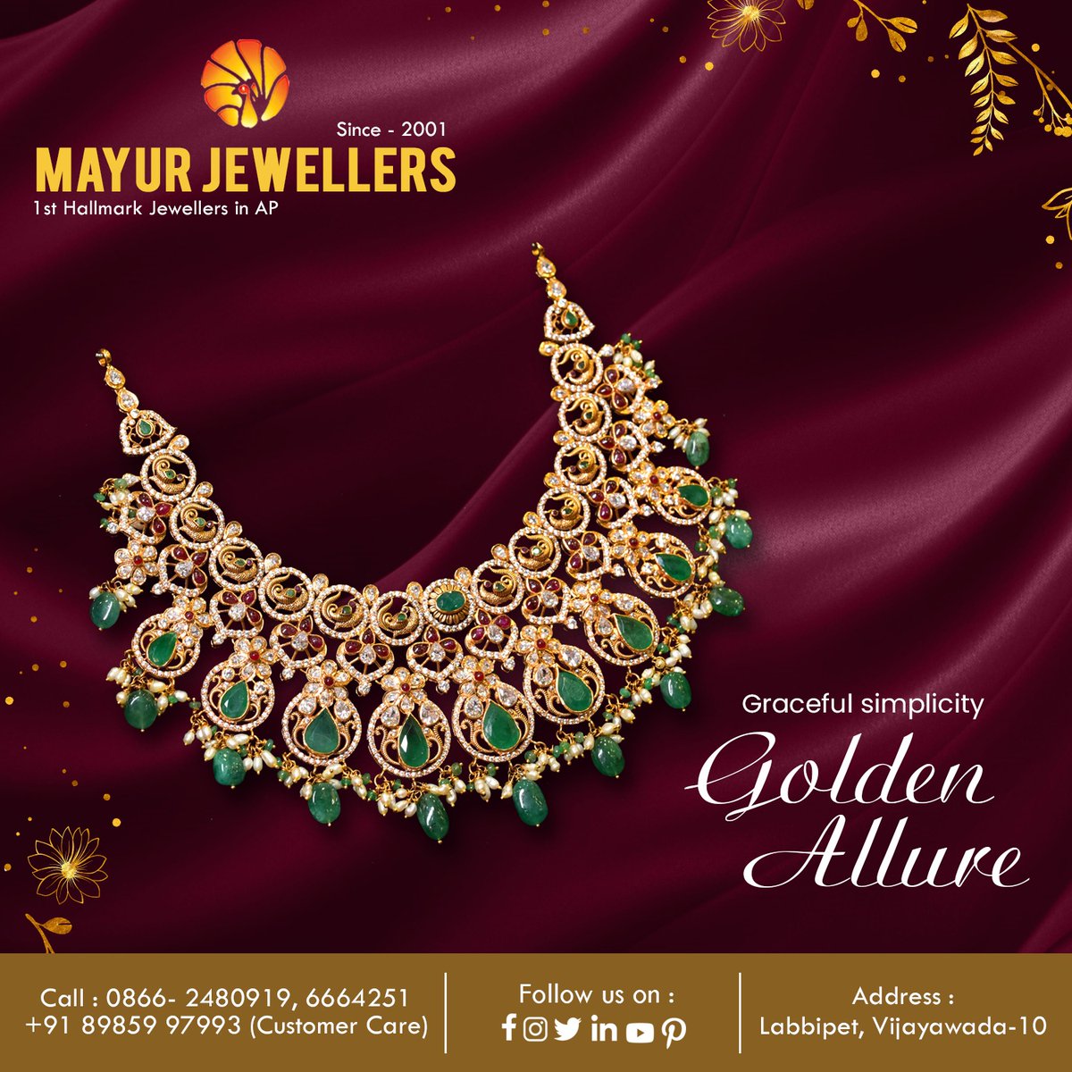 Graceful simplicity Golden Allure!

#mayur #vijayawada #mayurjewellers #mayurjewellersvijayawada #necklace #necklcemodels #chokker #chokkerdesign #chokkermodels #jewelry #detachablejewellery #bridaljewellery #bridalearrings #jewellery #weddingjewellery #southindianjewellery