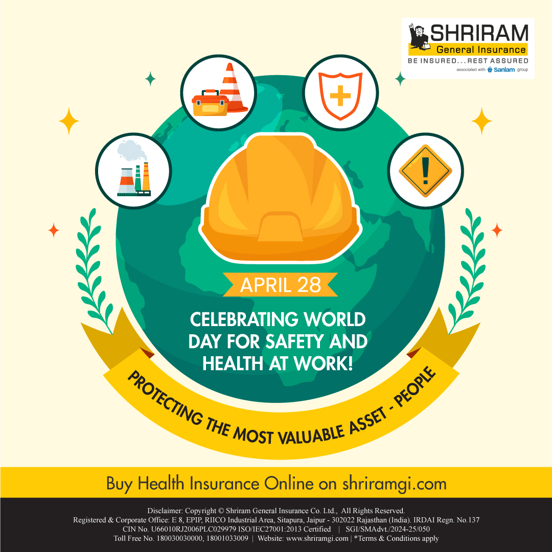 Good Health and Safety at work are everyone's rights and needs. If you are not healthy and safe you won't be able to give your best. So, Check yourself before you wreck yourself.
#ShriramGI #DayForSafetyAndHealthAtWork #WorldSafetyAtWork #WorkSafety #Work #HealthAtWork