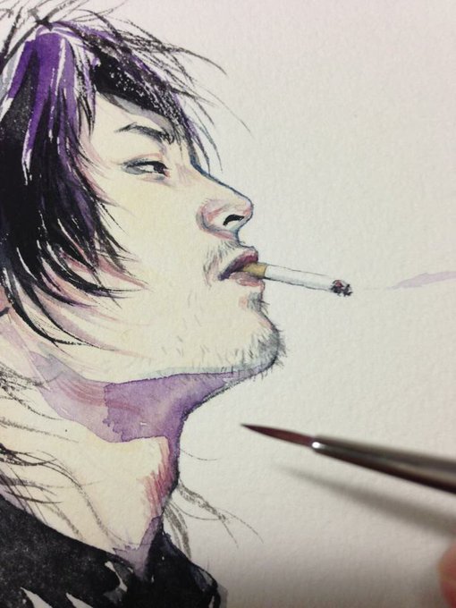 「cigarette facial hair」 illustration images(Latest)