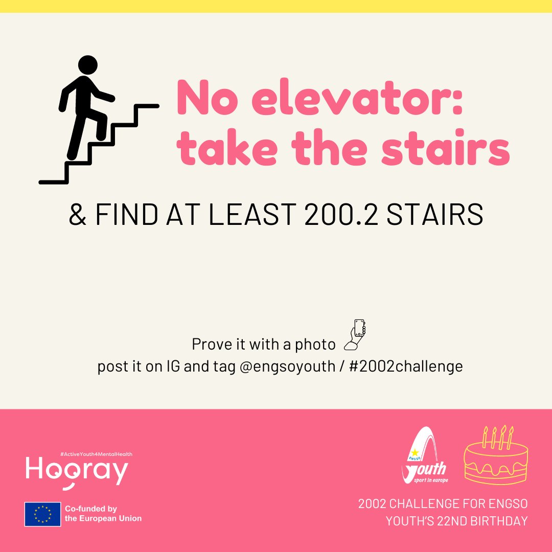 Need a good challenge for today? Ditch the elevator and take the stairs. 😎 #2002challenge Our 2002 challenge aims to raise awarness about the importance and benefits of physical activity 🏃🏾‍♂️ and sport for youth mental health 🧠. #ActiveYouth4MentalHealth