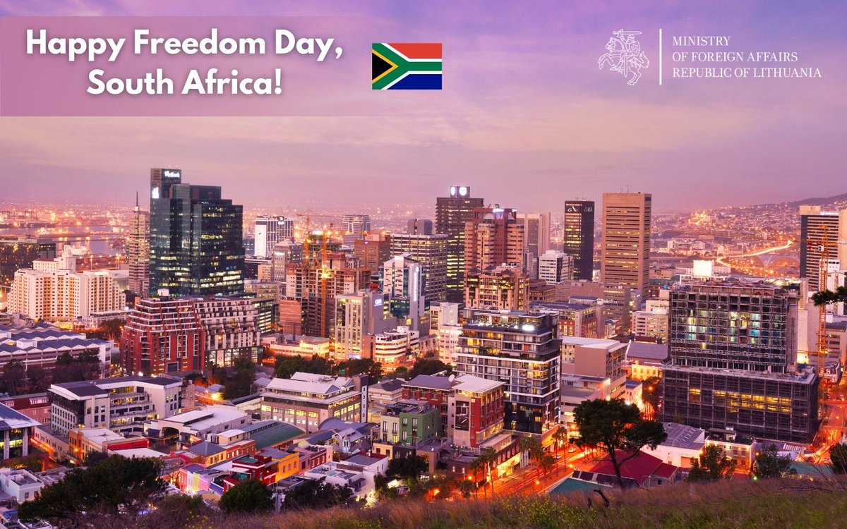 FM @GLandsbergis: Congratulations to South Africa on #FreedomDay! Marking 30th anniversary of freedom and democracy in 🇿🇦, I wish a day filled with unity and celebration of hard-fought freedoms. Our countries' cooperation has great potential to expand across all common interests.