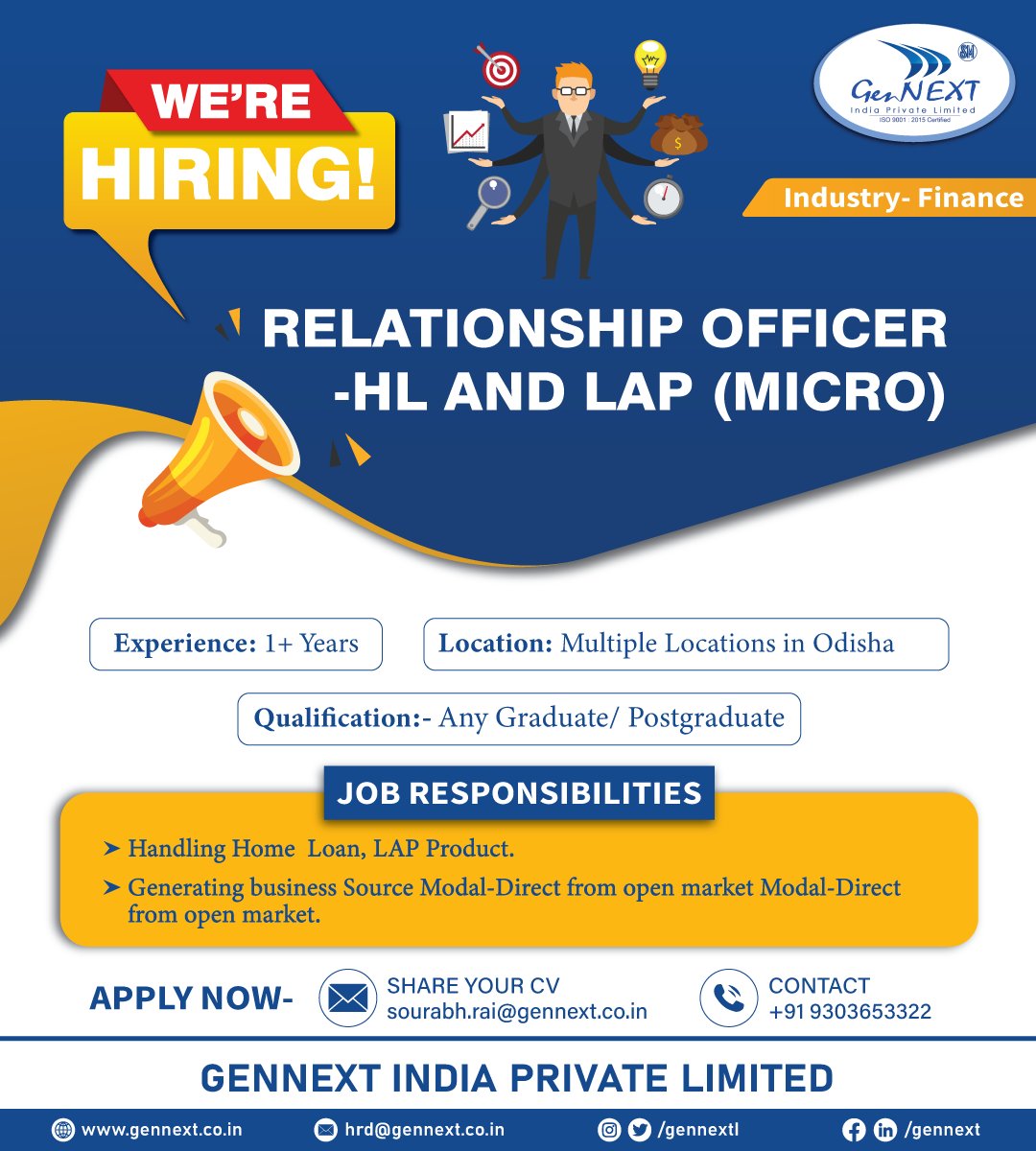 #UrgentHiring 💼📢🎯

Position: Relationship Officer- HL and LAP (Micro)
Location: Multiple Locations in Odisha

#RelationshipOfficer #HL #LAP #micro #hiringnow #jobsearching #jobsearch #Recruitment2024 #jobvacancy2024 #jobopenings #gennextjob #gennexthiring #GenNext #hiring2024