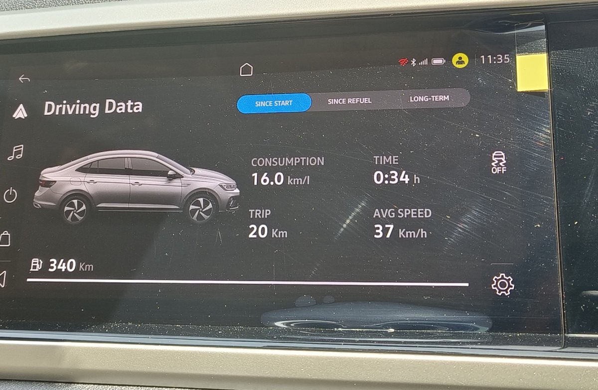 I was able to get a very respectable mileage of 16 km/l from my Volkswagen Virtus 1.0 AT on my office route. There's only one traffic signal in between, the rest of it is a smooth flowing journey.

Light footed driving + Linear Acceleration = Safe and Efficient Driving Experience…