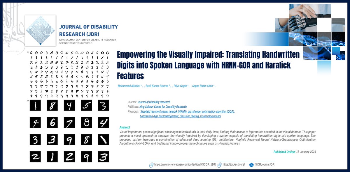 'Empowering the Visually Impaired: Translating Handwritten Digits into Spoken Language with HRNN-GOA and Haralick Features' an article on #ScienceOpen: scienceopen.com/document?vid=f…