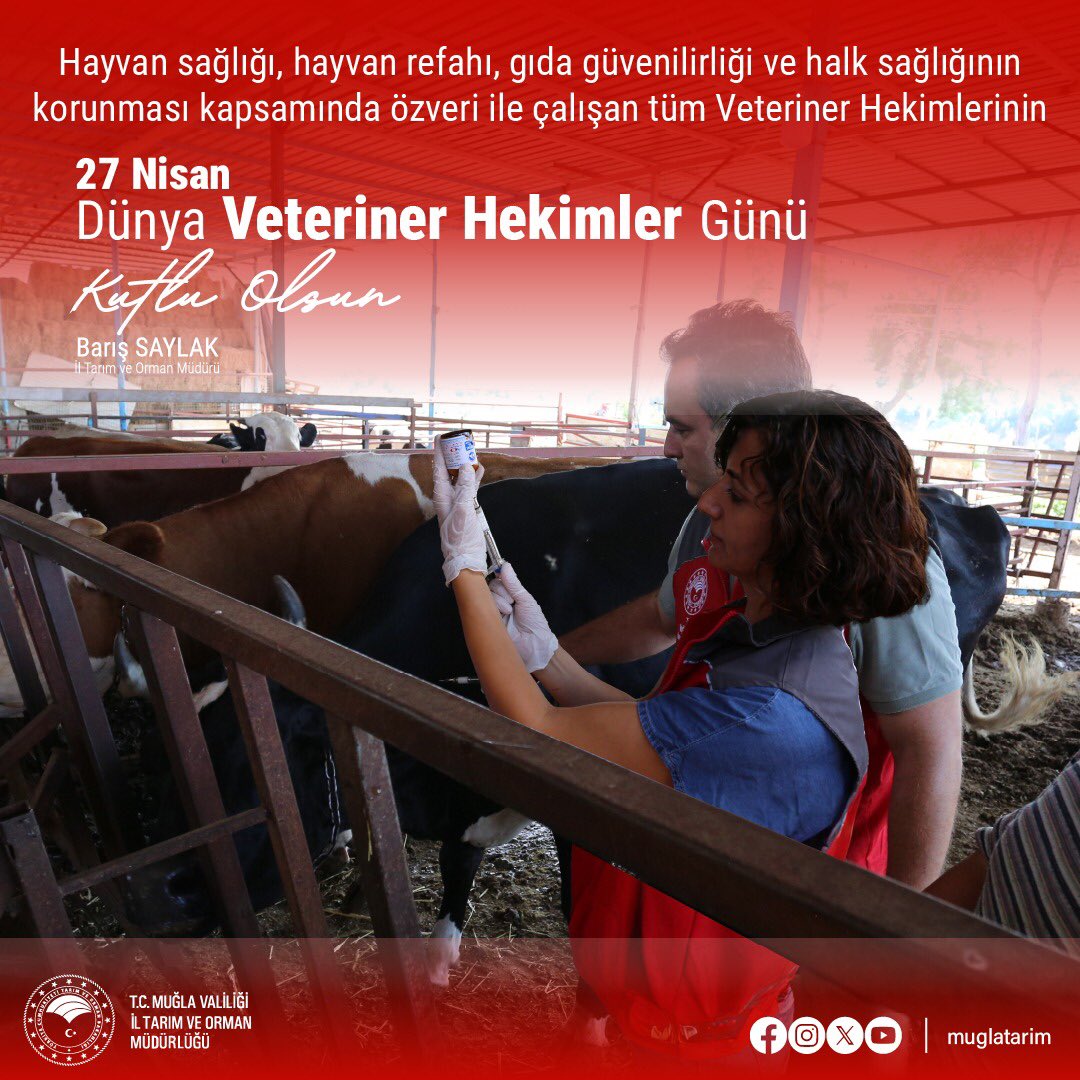 Hayvan sağlığı, hayvan refahı, gıda güvenliği ve halk sağlığının korunması İçin özveriyle çalışan tüm veteriner hekimlerimizin 27 Nisan #dünyaveterinerhekimlergünü kutlu olsun. @TCTarim @tcmuglavaliligi