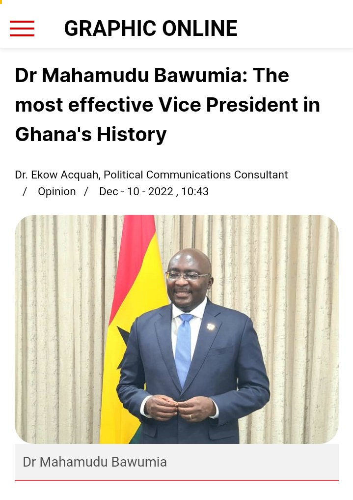 The most effective Vice President in Ghana's history will probably make the most effective president in history. #ItIsPossible!

He has defined the role of a vice president, raised the bar, set new standards, & made the office effective

Ghana can't afford to miss his leadership.