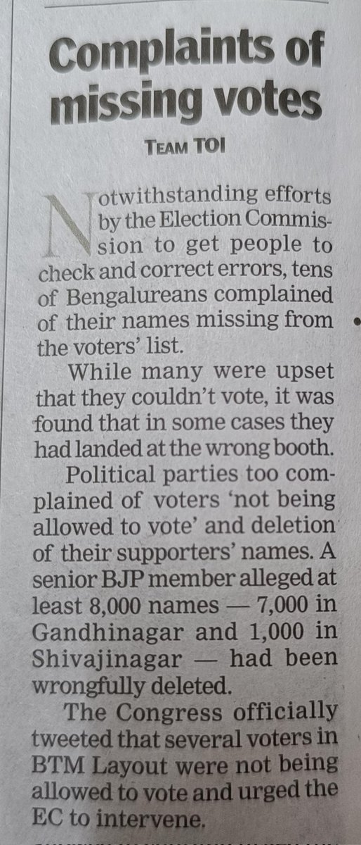 #KarnatakaElections
#Deleted
#Voterlist
#Denied
#Eligiblevoters
#BengaluruCentral
#PTI
#ElectionHabba
#Votingismust
#BengaluruSouth

@ECISVEEP
@ANI
@PTI_News

#Righttovote denied #illegally a crime & #citizen need to #vote at any cost
