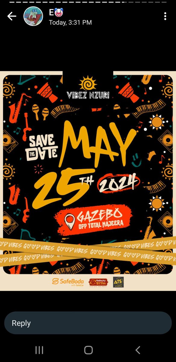 25th May is for Vibez. Now save the date  on your calendar. 

@VibezNzuri  we  go again💃💃🥳🤗
@SafeBoda @97fmRadiocity @atsevents_ug 

#VibezNzuri