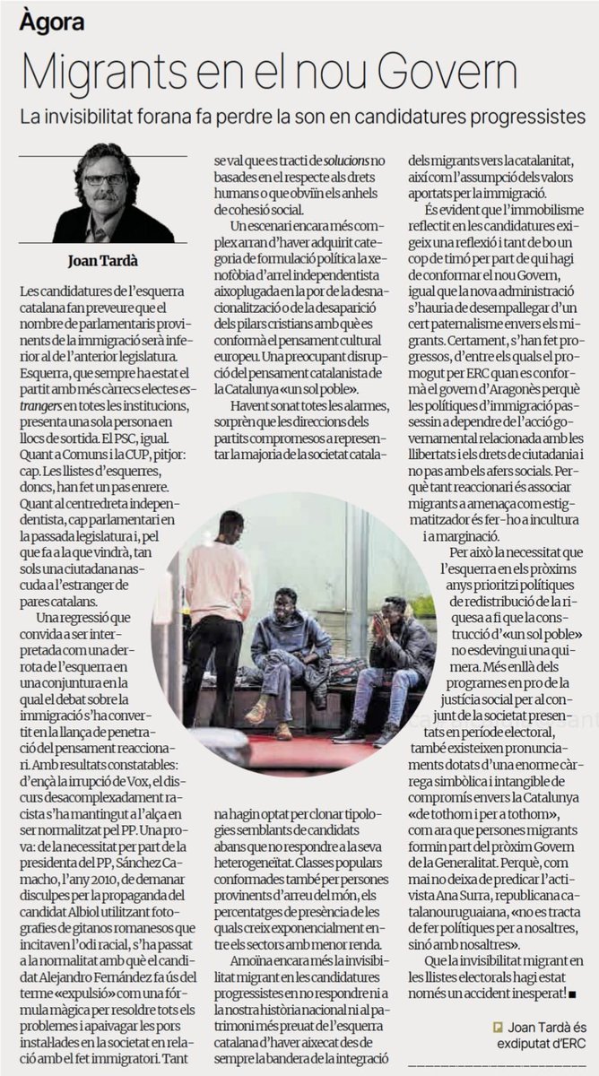 “Migrants en el nou Govern”, per si és d’interès article a <a href="/elperiodico/">El Periódico</a>