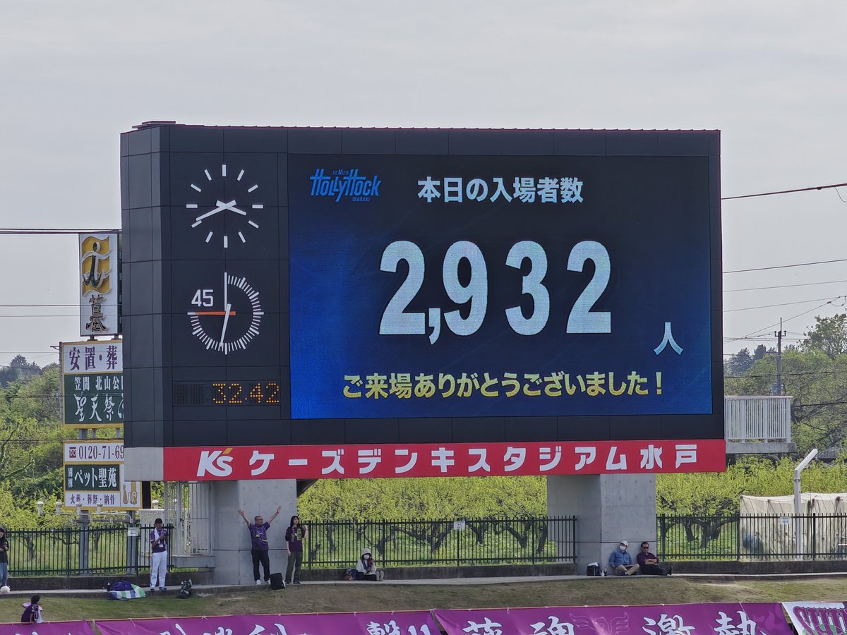 入場者数2932人
ケーズデンキスタジアム水戸