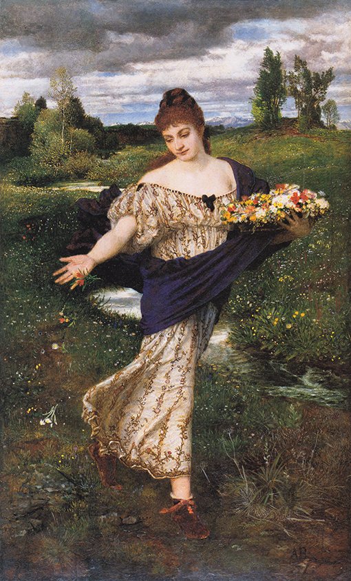 アルノルト・ベックリン『花をまくフローラ』1875年   フォルクヴァンク美術館