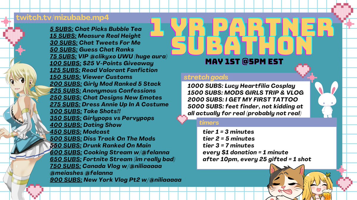 celebrating 1 year as a twitch partner on may 1st 5pm est rts appreciated ♡