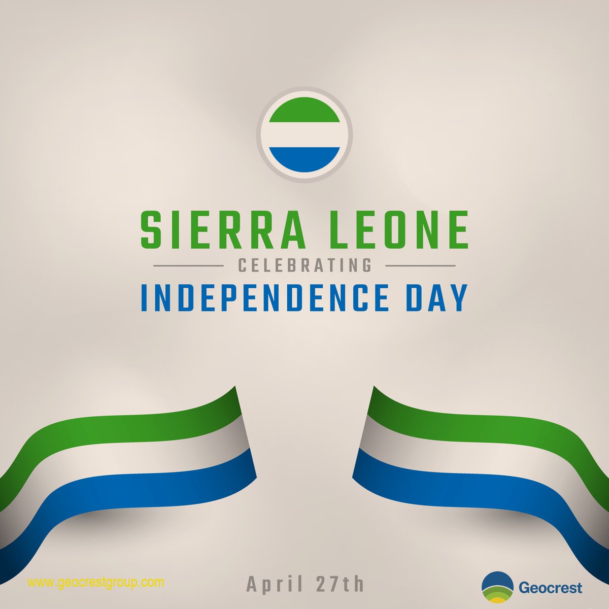 Happy Independence Day, Sierra Leone! Today, let's celebrate the resilience, unity, and rich culture that defines this great nation.

May you continue to strive for progress,  and peace for all Sierra Leoneans.

#SierraLeoneIndependenceDay #Salone63 #Unity #Resilience
#Geocrest