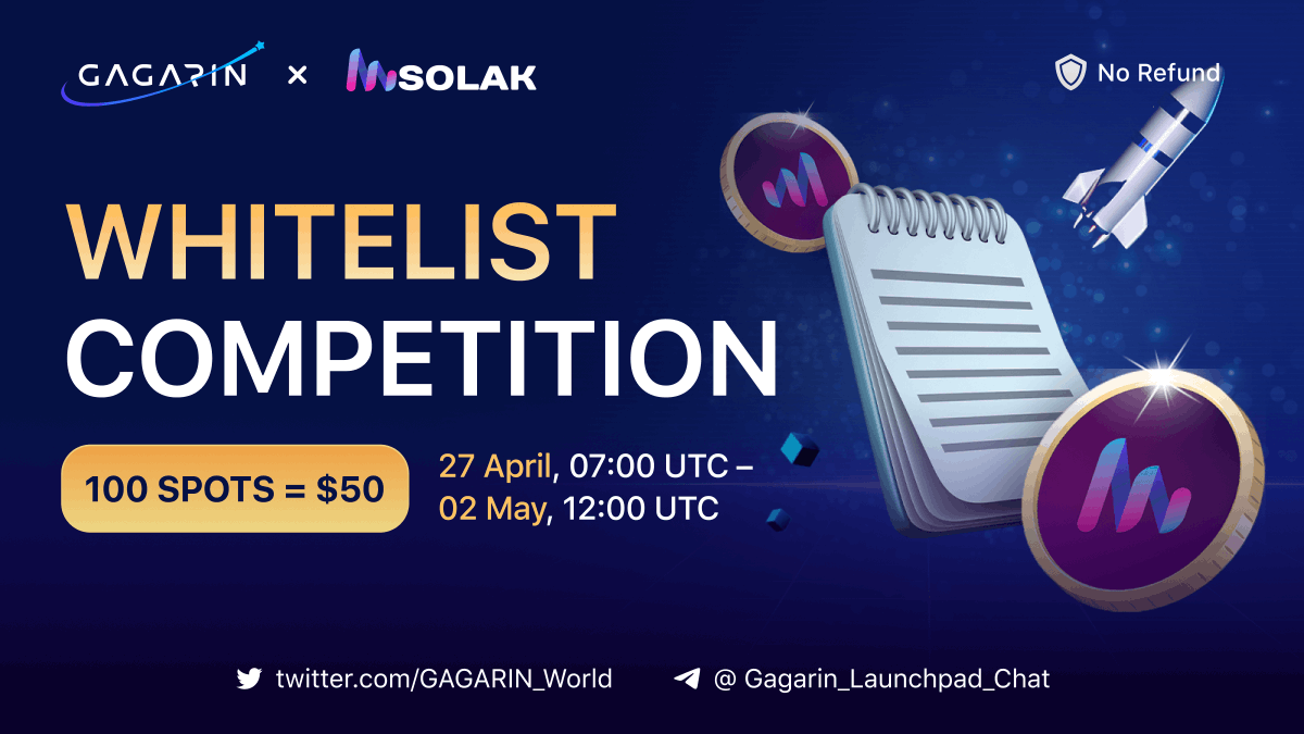 WL Contest Time ⏰

Win FREE participation in Round 1 at private round @SolakGPT 𝕏 @Gagarin_world

🤖 Solak GPT is an ecosystem that combines cutting-edge artificial intelligence (AI) technologies with decentralized finance (DeFi) features. 

The project is backed by DWF Labs,…