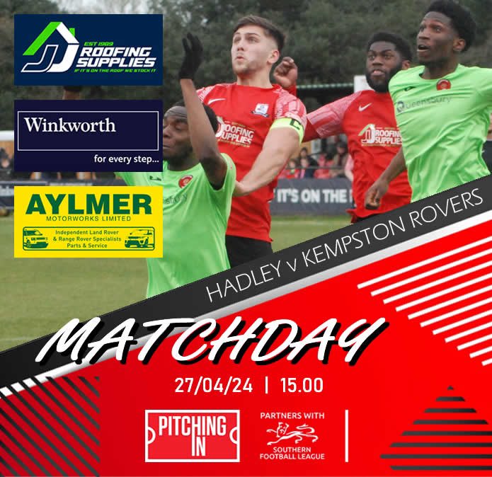 ⚽️ MATCHDAY! 🆚 @Kempston_Rovers 🏆 Southern League Div One Central 📍 Brickfield Lane, EN5 3LD 🕒 3.00pm 🎟️ Adults £10, concessions £5, U12’s free 📖 Programmes £2 Last game of the season! 🧱
