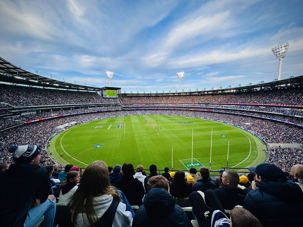 Huge game, massive crowd #AFLCatsBlues #Baggers @MCG