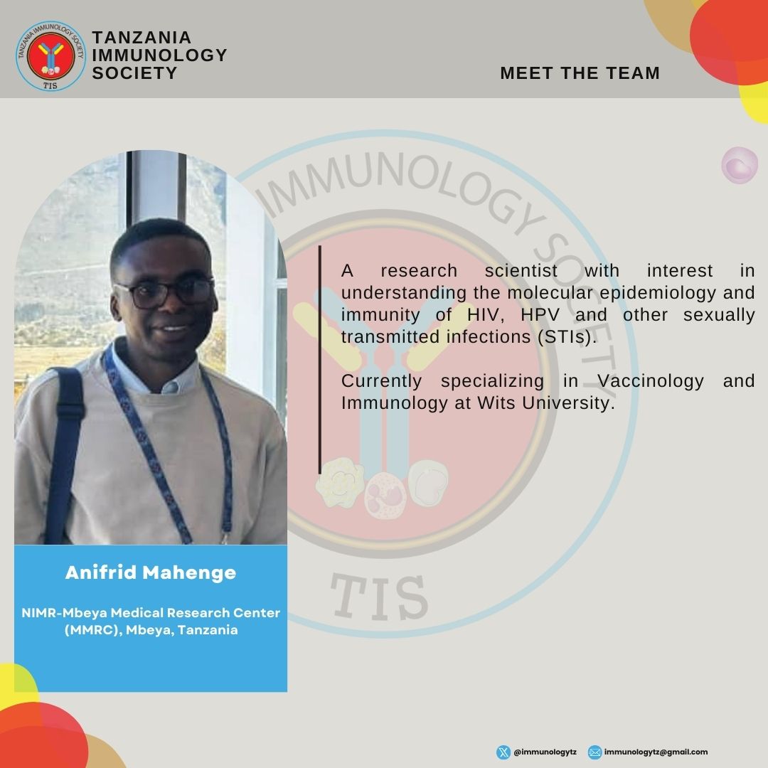 Spotlight on #AnifridMahenge A research scientist passionate about unraveling the molecular epidemiology and immunity of HIV, HPV, and other sexually transmitted infections (STIs). #Research #STI #HIV #HPV @NIMRMbeya @iuis_online @FAISAfrica