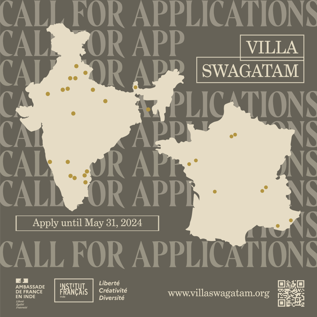 #VillaSwagatam launches the second edition of its residency programme, promoting cultural exchanges between talents from 🇫🇷 & 🇮🇳. Don’t miss this incredible opportunity! Apply until 31 May ➡ ifindia.in/villa-swagatam…