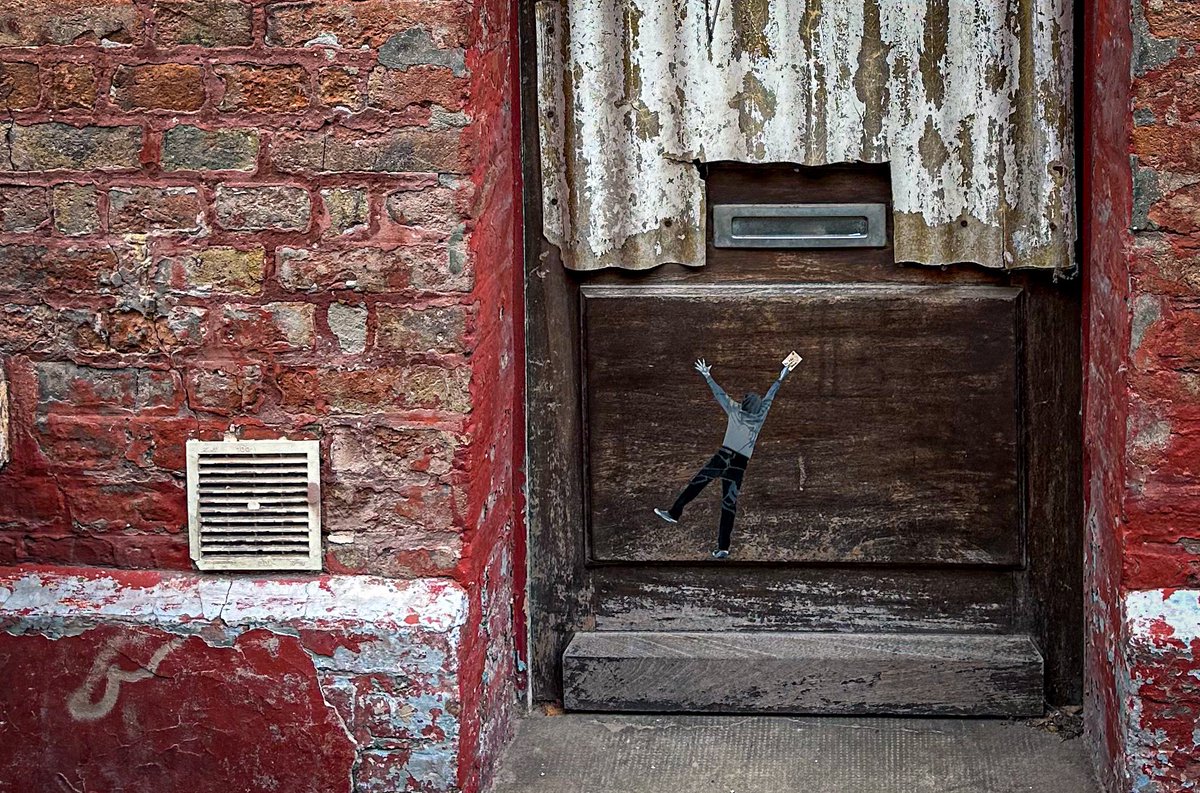 Somewhat ugly door with integral postman: Amiens, Somme #DailyDoor #StreetArt