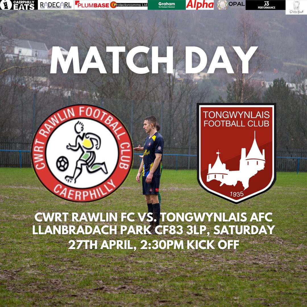 MATCH DAY The Rawlin welcome @TongwynlaisFC to Llanbradach Park in our last but one game of the season, looking to round off our season on some positives! 🟡Llanbradach Park CF83 3LP 🔵 2:30PM Saturday 27th April