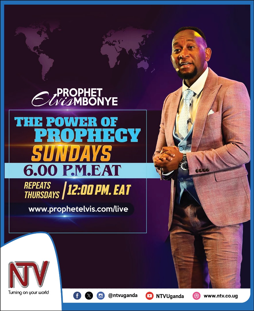 Don't miss out on this Sunday's episode of 'The Power of Prophecy' by Prophet Elvis Mbonye, airing on NTV Uganda at 6:00 p.m.