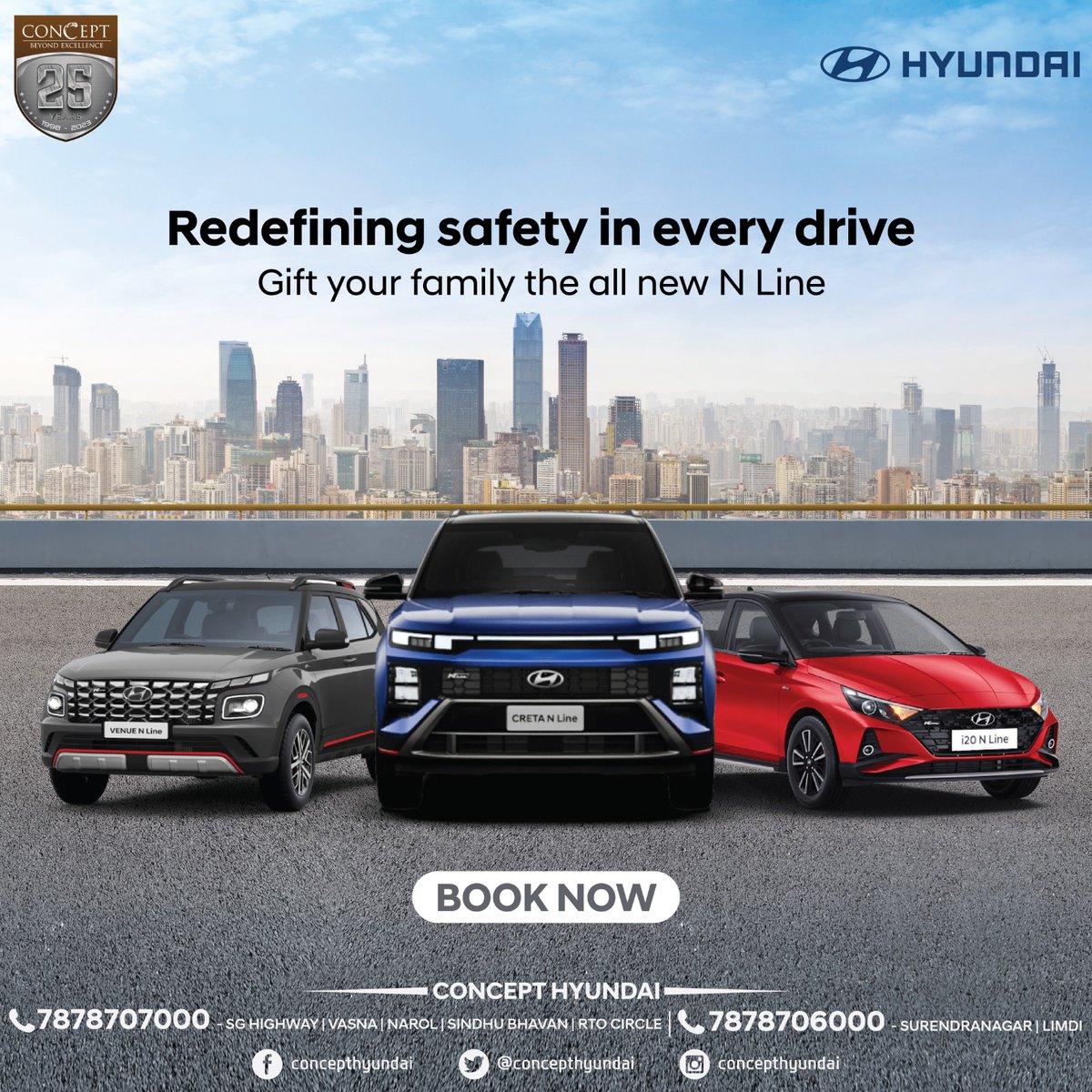 Feel the rush of 𝐇𝐲𝐮𝐧𝐝𝐚𝐢 𝐍 𝐋𝐢𝐧𝐞 - where every drive is an adventure with powerful performance & stylish design with N line - Feel the Drive with Experience Today!

#ConceptHyundai #ConceptGroup #HyundaiNLine #NLine #HyundaiCRETANLine #VENUENLine #i20NLine #BookNow