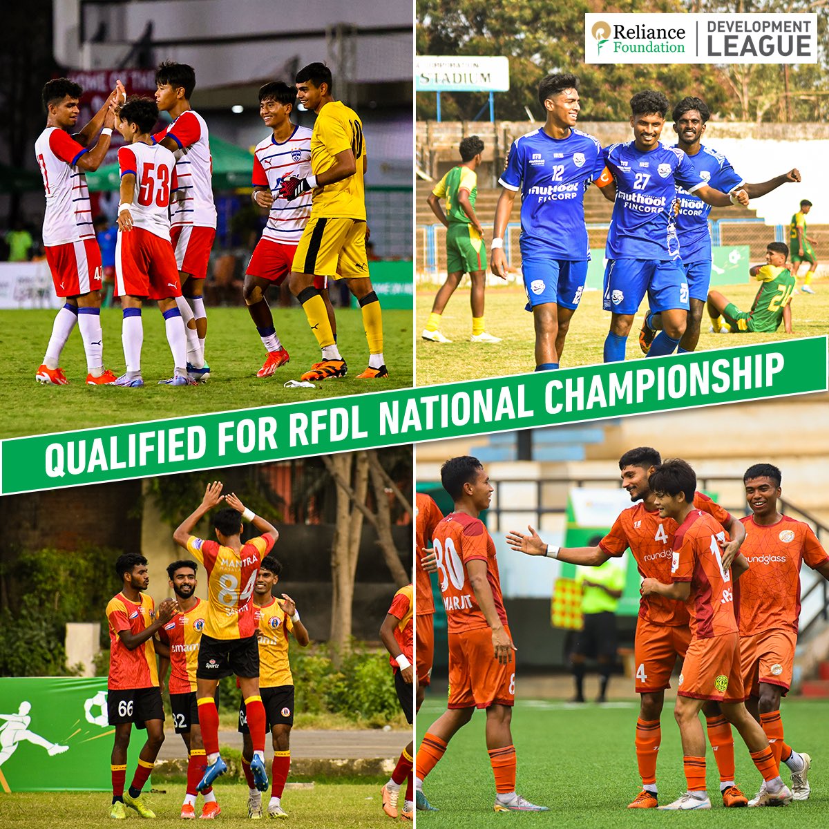 𝐓𝐡𝐞𝐧 𝐭𝐡𝐞𝐫𝐞 𝐰𝐞𝐫𝐞 𝐅𝐎𝐔𝐑 4️⃣ Which of these four teams are you backing to win the #RFDLNationalChampionship 🤔 @ril_foundation | #RelianceFoundationDevelopmentLeague #RFSports #LetsPlay #Football #BengaluruFC #MuthootFA #EastBengalFC #PunjabFC
