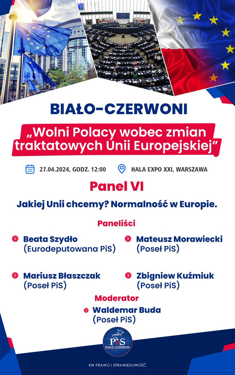 6️⃣ Panel VI #BiałoCzerwoni „Jakiej Unii chcemy? Normalność w Europie.” 🔴 Zapraszamy do oglądania transmisji 🔗 youtube.com/watch?v=8KMBbK…