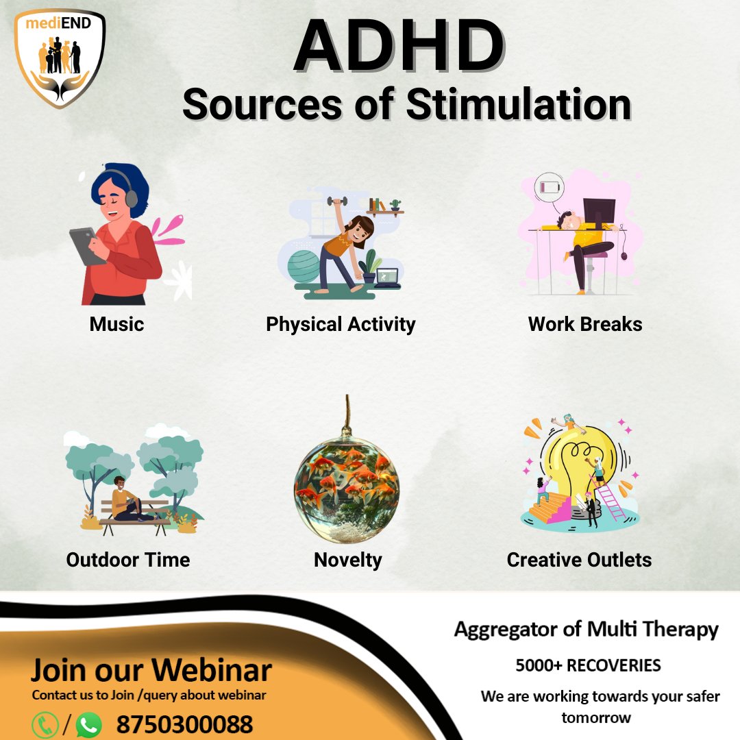 ADHD Sources of Stimulation
Register now at bit.ly/49MKYVB or contact us at 8750300088 for details.
.
.
.
.
#Health #Register #autismdisorder #riskfactors #preparing #Excellent #certaintopics #music #physicalactivity #workbreaks #outdoortime #novelty #CreativeOutlets