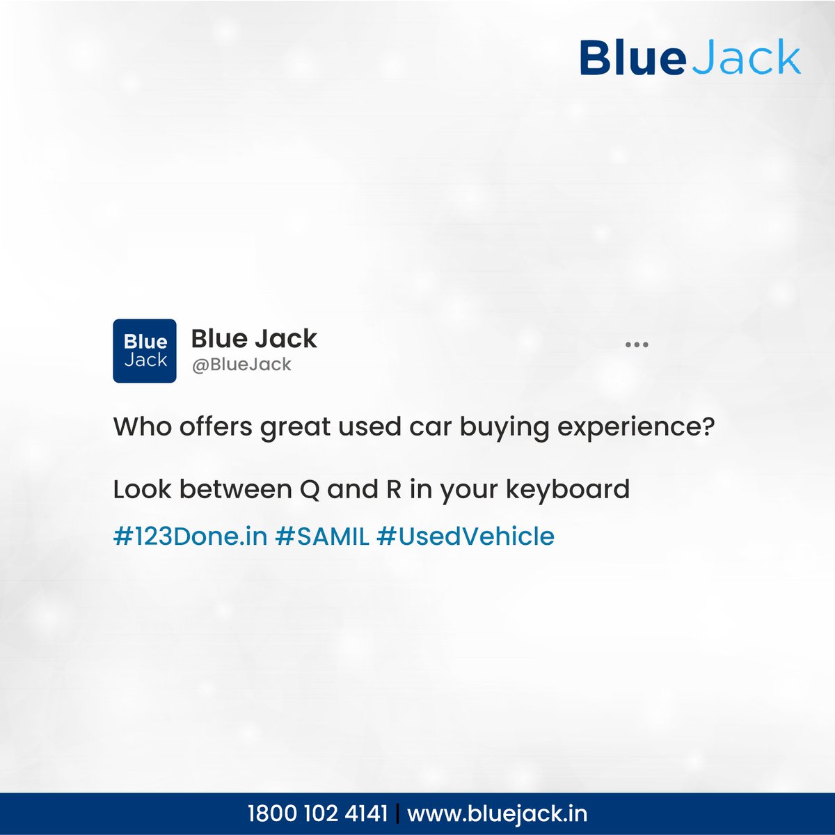 WE provide the best experience in used car auction which is loved my dealers. Get your preferred quality pre-owned cars through us.

#Cars #UsedCars #UsedVehicles #UsedEquipment #BlueJack #PhysicalAuction #CommercialVehicles #Sell #BuyNow #Samil #ShriramAutomall #ProudSamilian