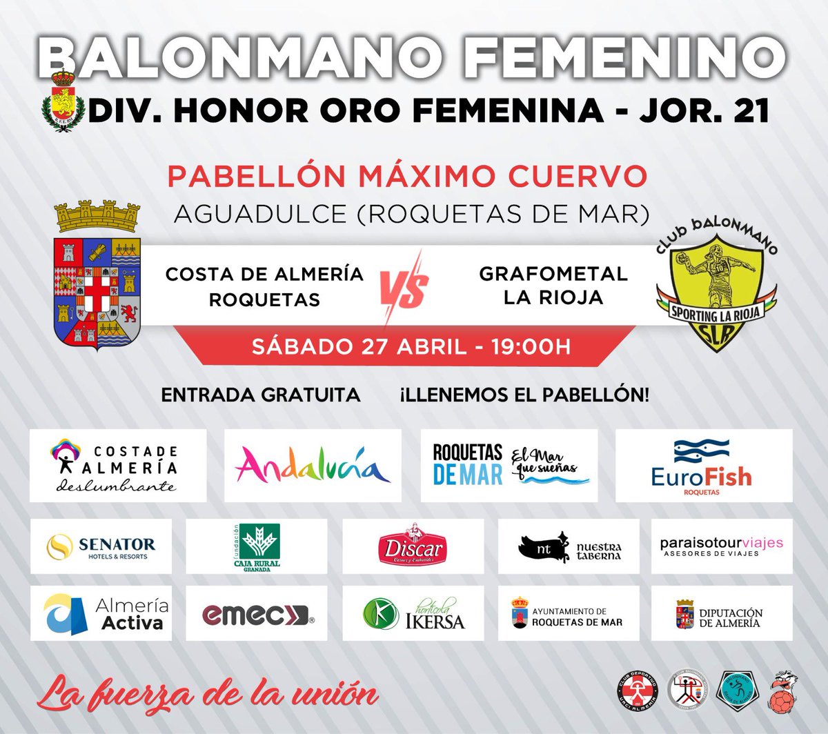 ¡Esta tarde el <a href="/BMCostaAlmeria/">BM Costa de Almería</a> os necesita más que nunca! 

Os esperamos a las 19:00h en el Máximo Cuervo 

¡VAMOS ALMERÍA!