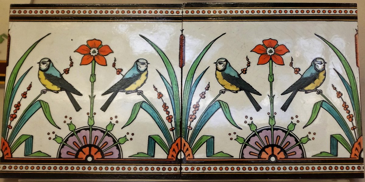 Hand painted 'Tomtit' tiles designed by Christopher Dresser and made by Minton & Co. from 1870. British Museum 📸: my own #TilesOnTuesday