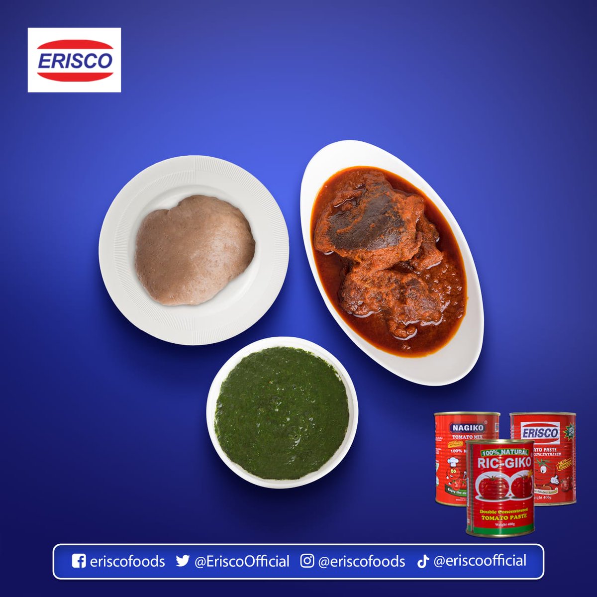 Craving a comforting meal? Why not try the Nigerian delicacy of Amala and Ewedu soup paired with delicious goat meat stew, made using Erisco products? It's perfect for a beautiful day like today. #Eriscofoods #ComfortFood #NigerianCuisine