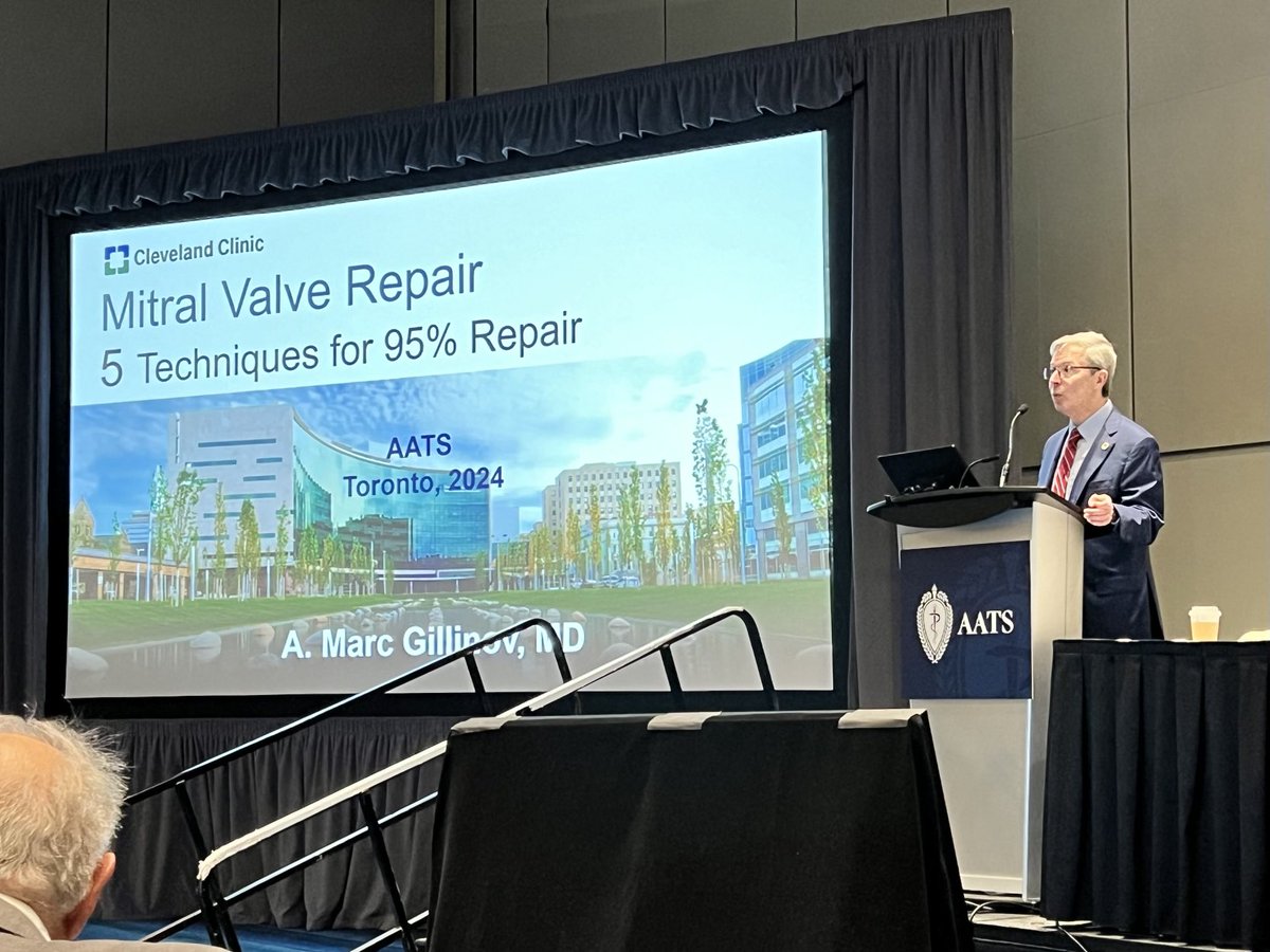 ⁦@AskDrMarc⁩ from ⁦@ClevelandClinic⁩ presenting Mitral Valve techniques at 107th meeting of #AATS in Toronto. ⁦@LarsSvenssonMD⁩