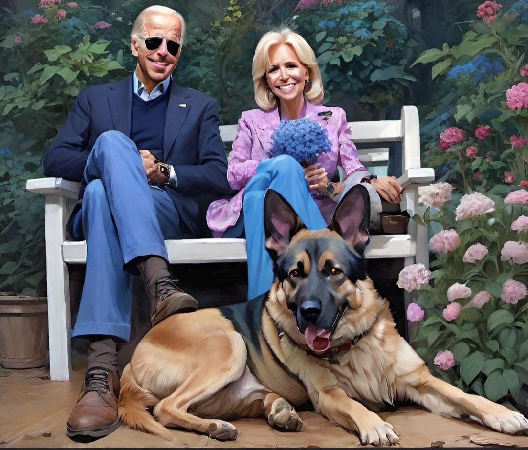 JOE and JILL BIDEN and their dog MAJOR.

(Note: MAJOR is NOT shot in the head and tossed into a gravel pit.)