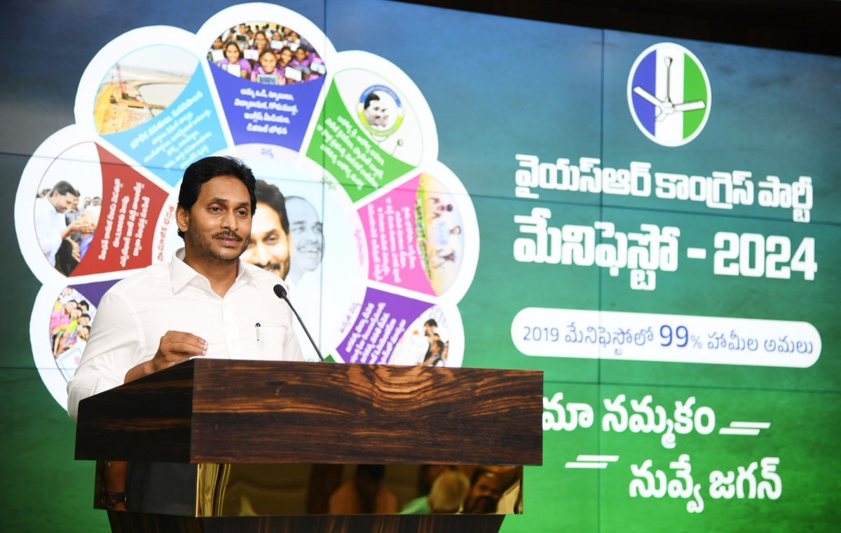 YSRCP Manifesto 2024

The much-awaited manifesto-2024 of YSRCP with 9 crucial promises was released by the AP CM YS Jagan Mohan Reddy at the Tadepalle party office in Guntur.

Promising to continue existing welfare schemes aimed at benefiting people across the State, he said that…