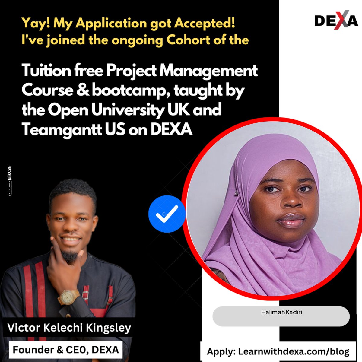 Excited to announce my enrollment in the tuition free Project Management course taught by The Open University UK & TeamGantt. I applied through: DEXA Bracing myself for a journey of learning & growth as an emerging project manager @#LearnwithDEXA #ProjectManagement