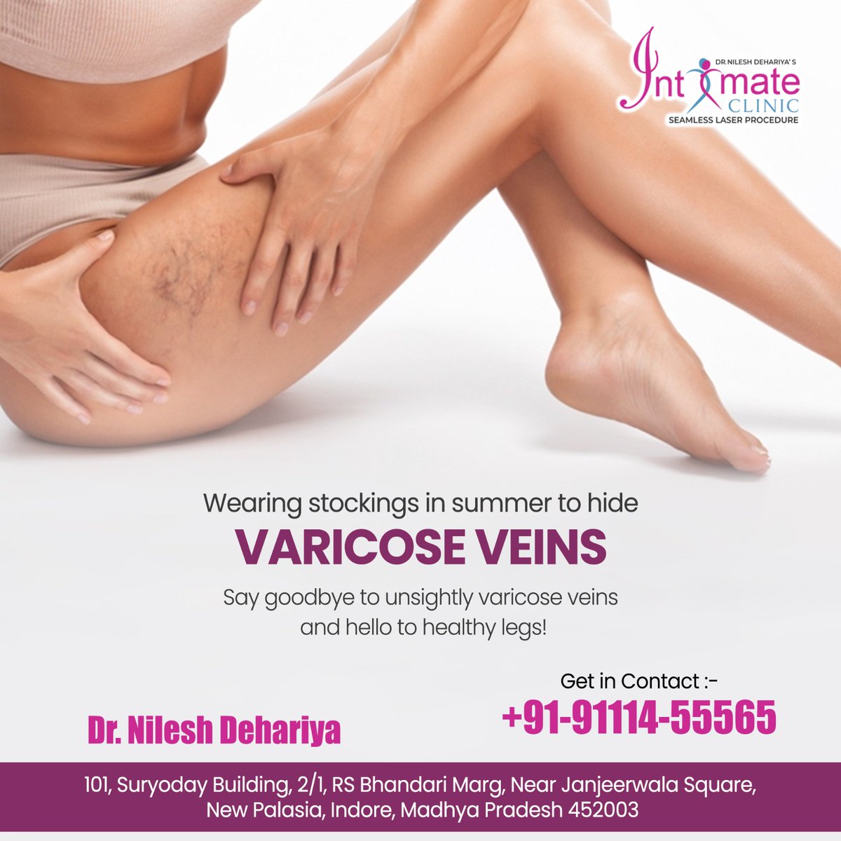 🌞 Summer might be hot, but your legs don't have to be! Stay cool and confident with stylish stockings designed to hide varicose veins. Don't let them hold you back from showing off those legs! 
.
.
visit: intimateclinic.in/varicose-veins…
.
#varicoseveins #veinhealth #veincare #legpain