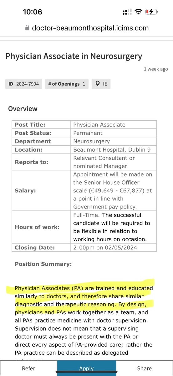 Oh FFS and so it begins! I thought neurosurgery would be immune from this 💩! 

Arguably the brightest and most competitive of medics compared to a 2 year degree wielding PA! 

Sit the FRCS and then il accept ‘similar diagnostic and therapeutic reasoning’

@Beaumont_Dublin