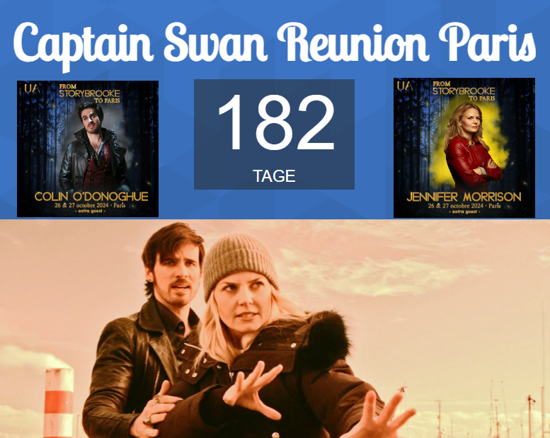 182 days til the #CaptainSwan reunion in Paris 🙌🥰 #OUAT #OnceUponATime #JenniferMorrison #Colinodonoghue #FSTP