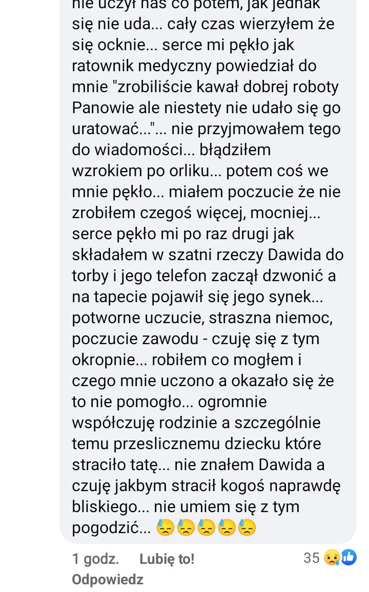 Osoba, która reanimowała deva zabrała głos w sprawie. Ten cały opis chwyta za serce potężnie